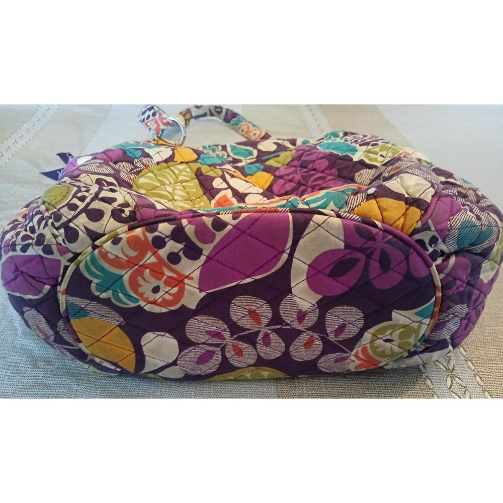 Vera Bradley Plum Crazy Floral Shoulder Bag Quilted Purse Front & Back Pocket - Picture 16 of 16